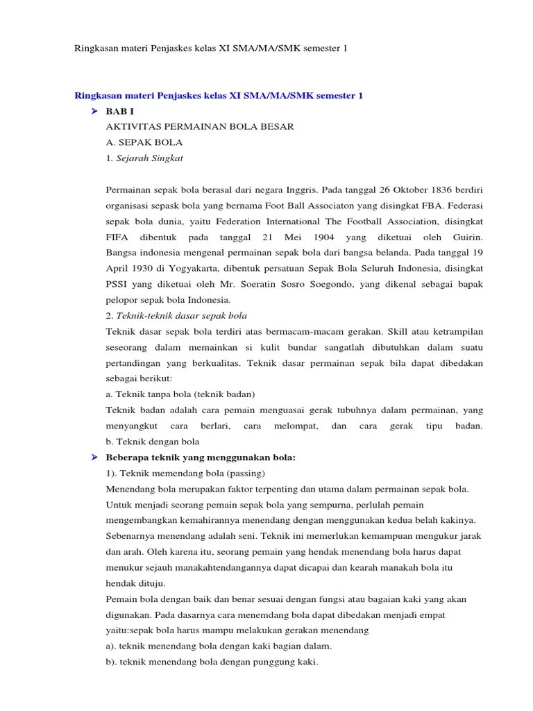 Teratur materi penjas akuatik materi penjas atletik kelas 11 materi . Ringkasan Materi Penjaskes Kelas Xi Sma Pdf