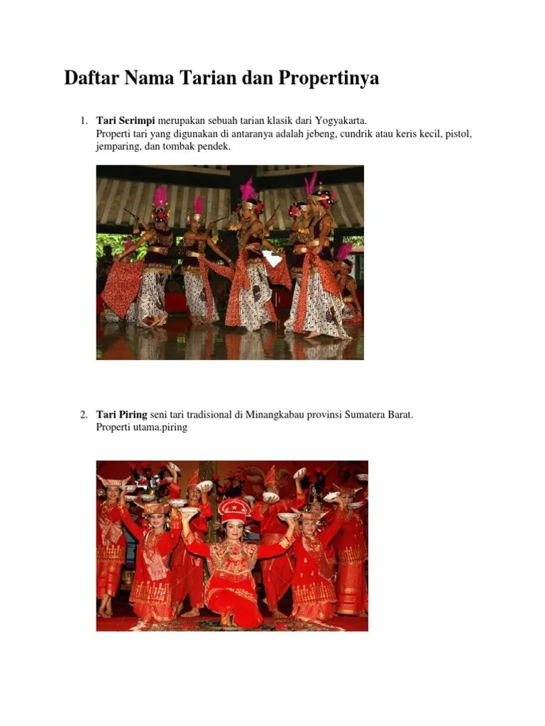 Tombak, tongkat, bambu runcing · besi : Daftar Nama Tarian Dan Propertinya Pdf