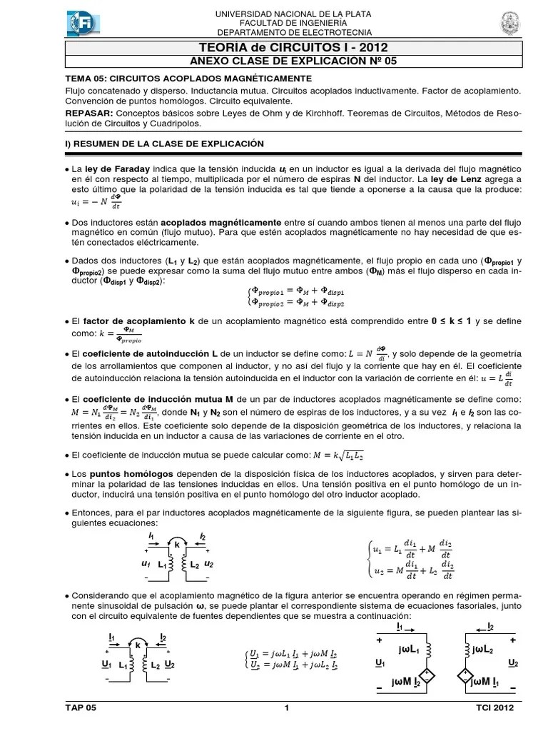 Inductores Acoplados Pdf Inductor Inductancia