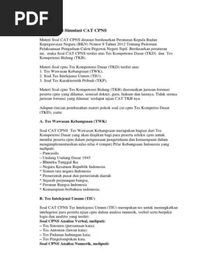 Kumpulan soal twk cpns 2021 tentang bela negara, soal belanegara cpns merupakan salah satu bagian dari soal tes wawasan kebangsaan yang sering muncul. Materi Soal Simulasi Cat Cpns Pdf