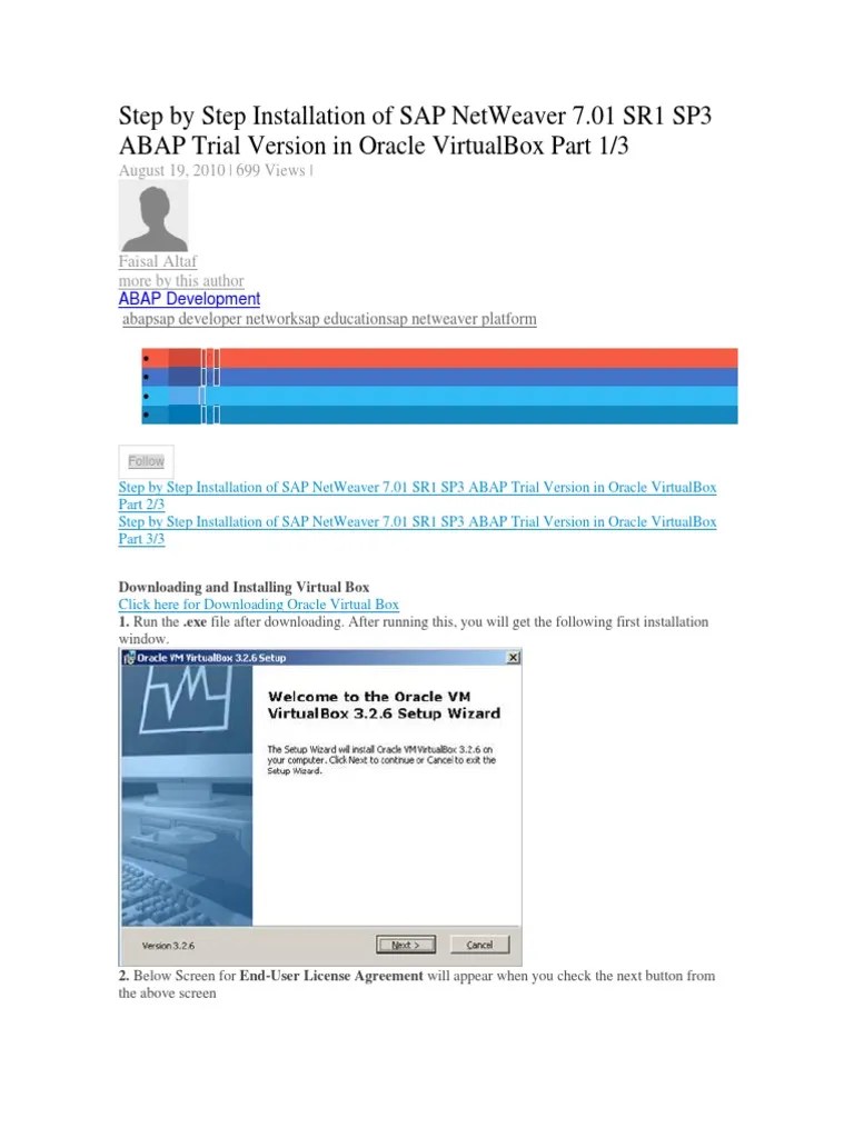 Step By Step Installation Of SAP NetWeaver 7.01 SR1 SP3 ABAP Trial ...