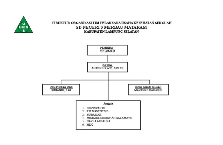 Sk tim pelaksana uks sd jimbaran 02. Struktur Organisasi Tim Pelaksana Uks Sd