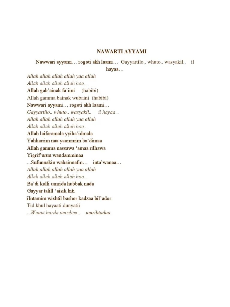 Lirik nawarti ayyam (arabian song). Nawarti Ayyami Pdf