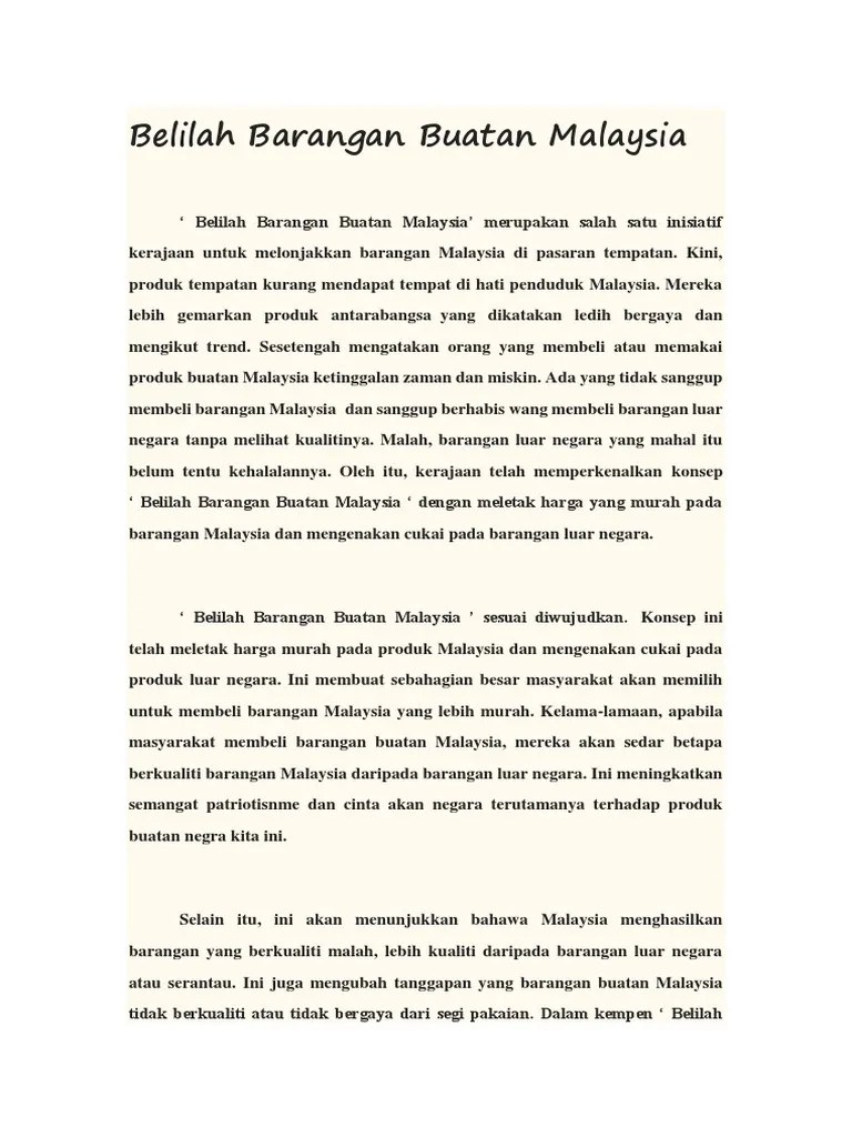 Ringkasnya, belilah barangan buatan malaysia kerana buatan malaysia pilihan yang bijak. Belilah Barangan Buatan Malaysia Pdf