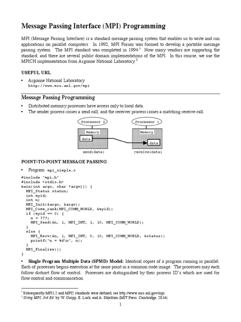 Message Passing Interface (MPI) Programming | PDF | Message Passing | Message Passing Interface