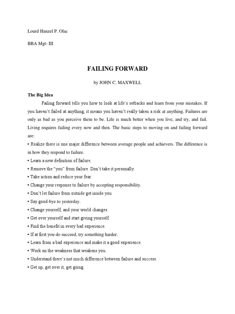 Failing Forward: Learning From Mistakes And Achieving Success | PDF ...