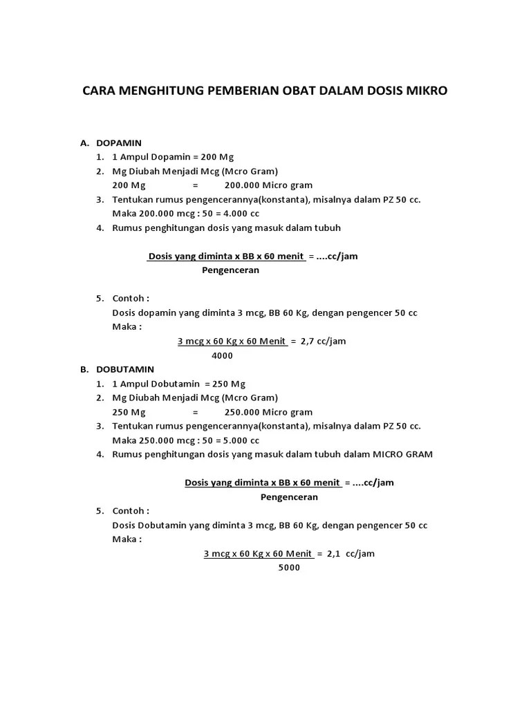 Cara Menghitung Pemberian Obat Dalam Dosis Mikro | PDF
