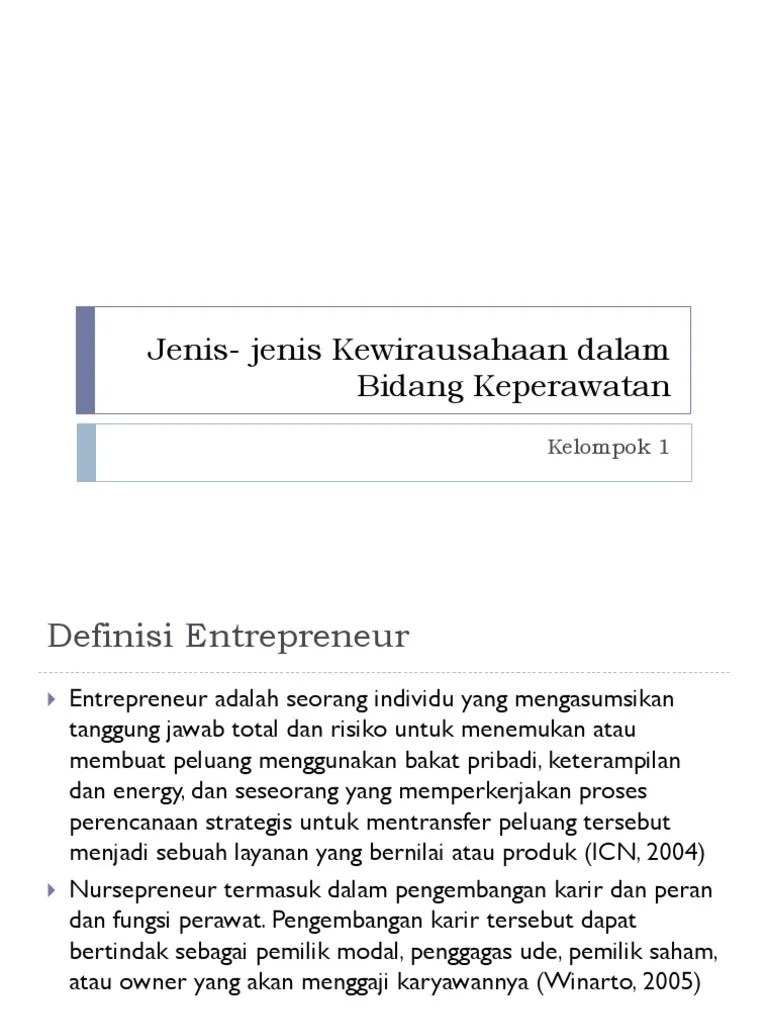 Jenis - Jenis Kewirausahaan Dalam Bidang Keperawatan | PDF