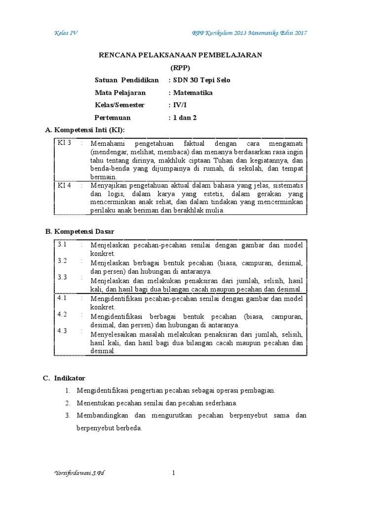 6 kelas 4 dan buku siswa tema 6 kelas 4 (buku tematik terpadu kurikulum 2013, . Rpp Mtk Kls Iv K13 Edisi Revisi 2017 Pdf
