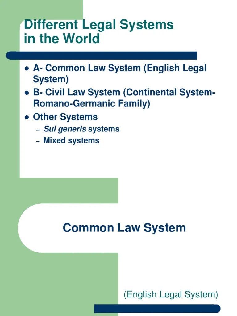 Different Legal Systems In The World | PDF | Precedent | Writ
