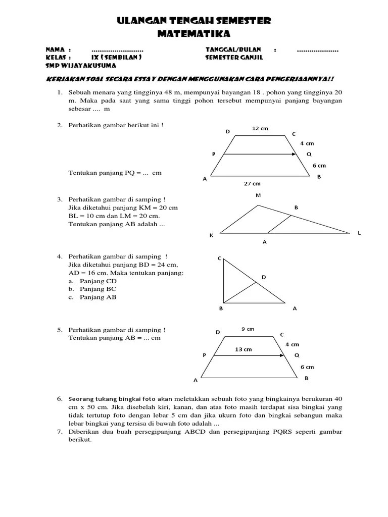 Ulangan Harian Matematika Bab 1 SMP KLS Ix Ganjil | PDF