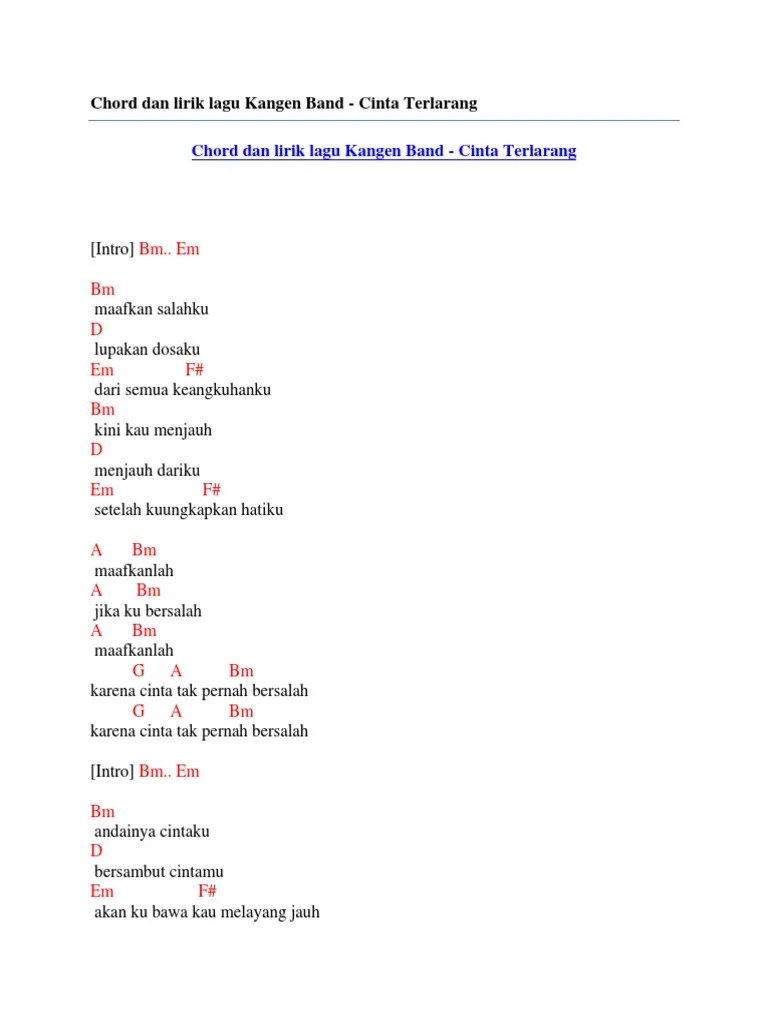 Lirik lagu cinta terlarang info dan tips. Chord Dan Lirik Lagu Kangen Band Cinta Terlarang Pdf