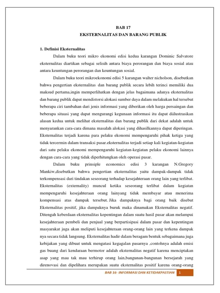 17 - Eksternalitas Dan Barang Publik | PDF