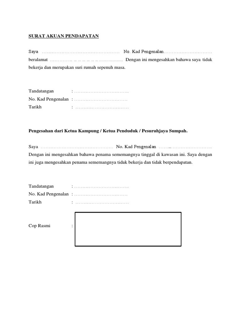 Ali bin ngah · tags: Pesuruhjaya Contoh Surat Akuan Sumpah Tidak Bekerja