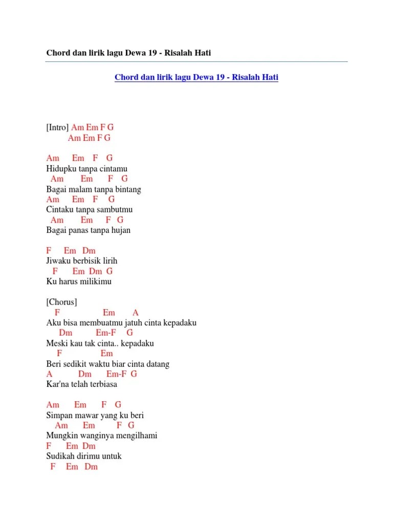 Tercepat Lagu Kemarin Lirik Chord