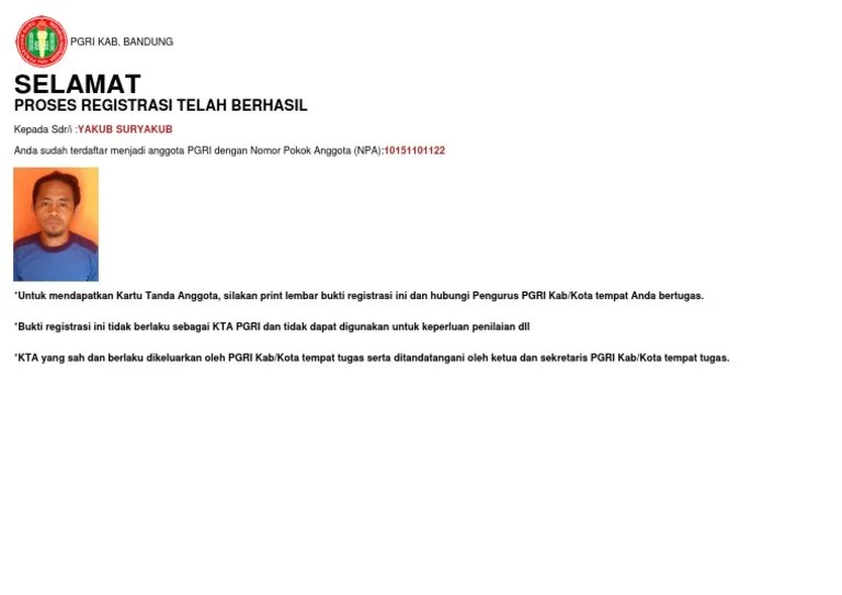 Maybe you would like to learn more about one of these? Registrasi Anggota Pgri 10151101122 Yakub Suryakub