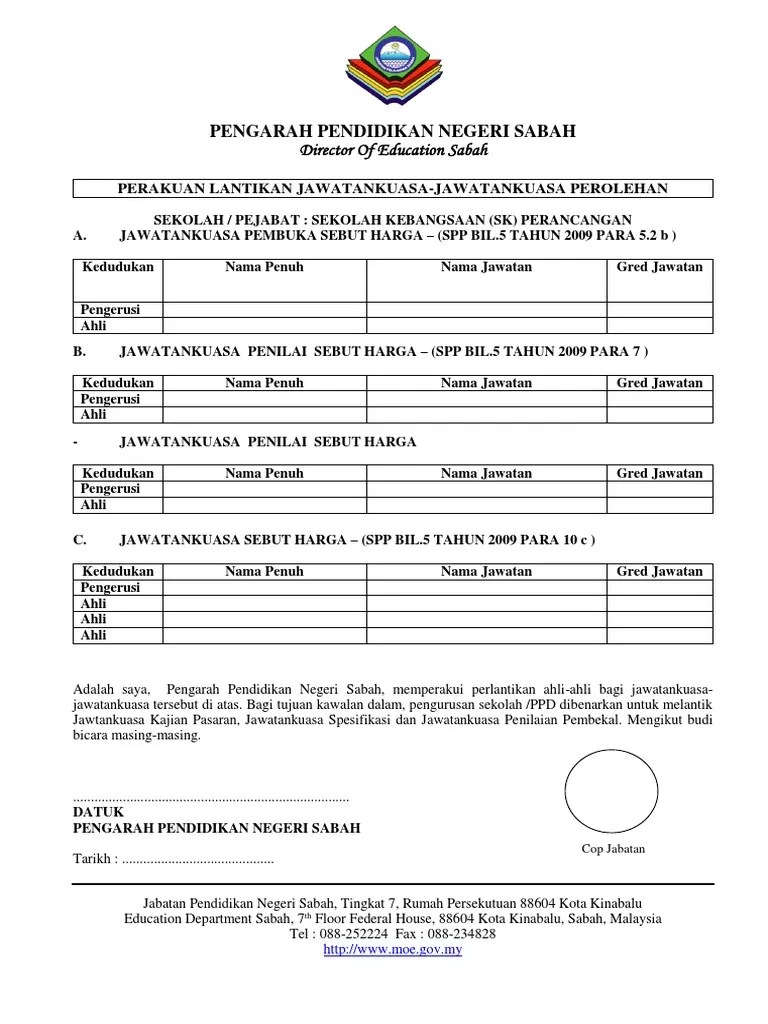 Penilaian teknikal ke atas sesuatu tender/sebut harga hendaklah dilakukan dengan. Jawatankuasa Perolehan Sebutharga Sk Abuan Pdf