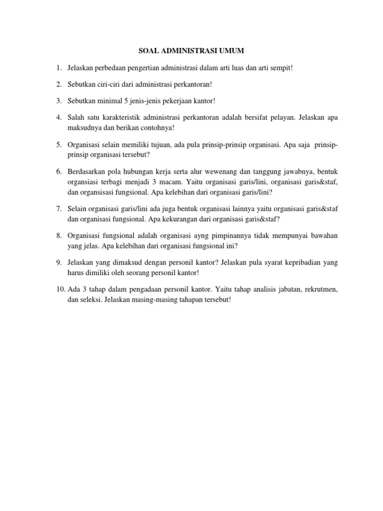 Check spelling or type a new query. Soal Administrasi Umum Pdf