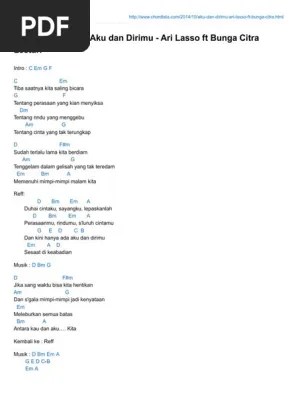 Lagu aku dan dirimu merupakan karya duet antara ari lasso dengan bunga citra lestari (bcl) yang dirilis pada 2012. Chord Kunci Gitar Aku Dan Dirimu Ari Lasso Ft Bunga Citra Lestari Pdf