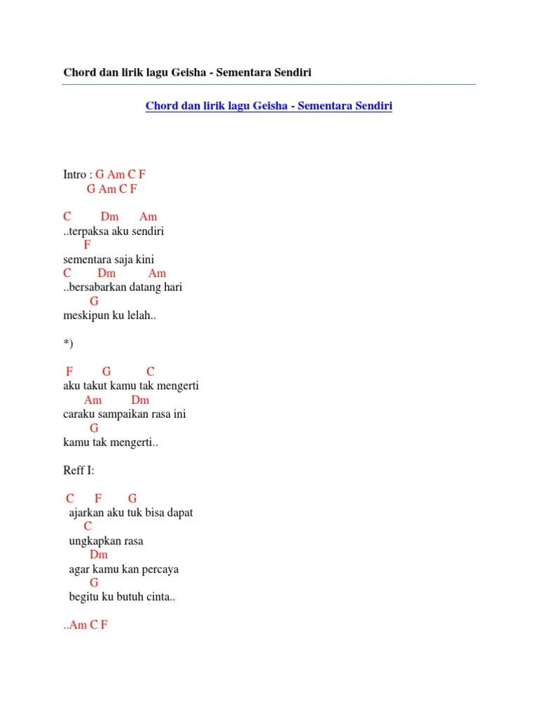 Chord Gitar Lagu Fourtwnty Sementara