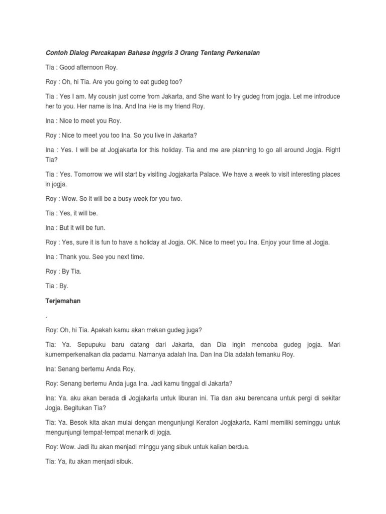 Contoh Dialog Bahasa Inggris Tentang Liburan – Berbagai Contoh