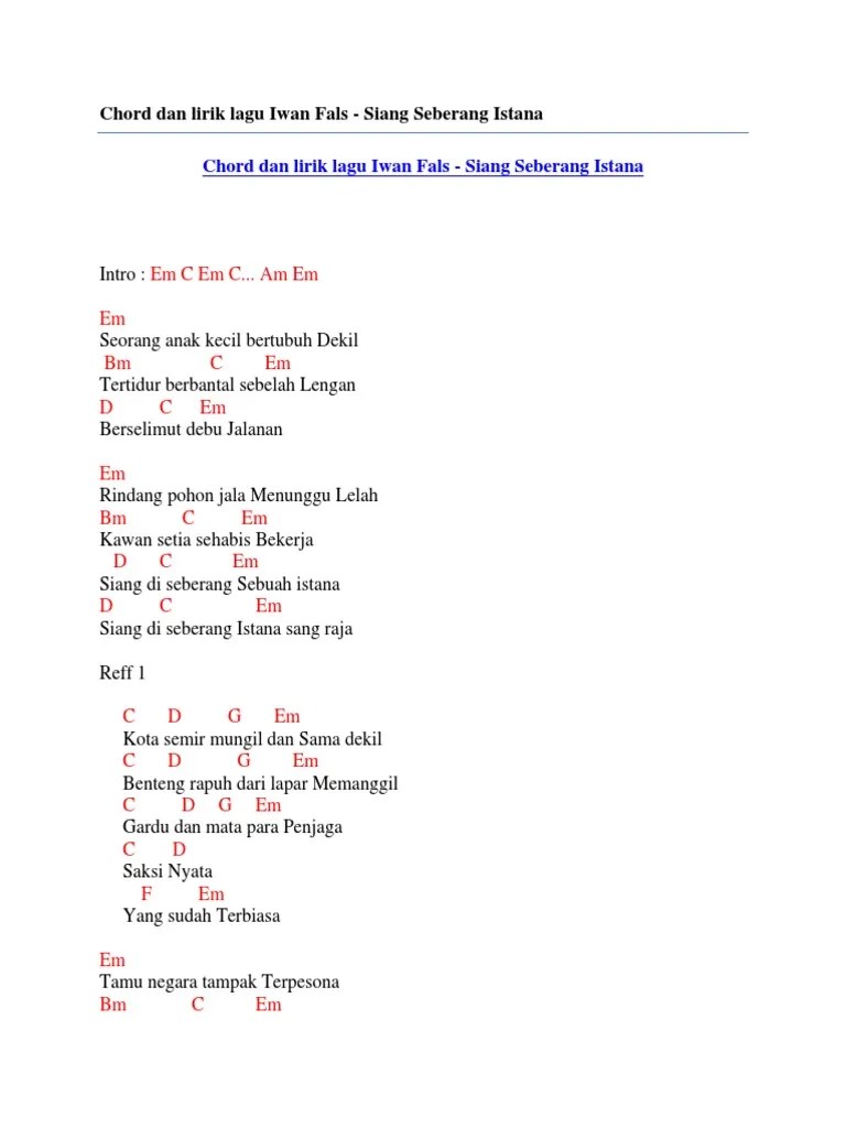 Chord Gitar Iwan Fals Kota Kecil Mungil