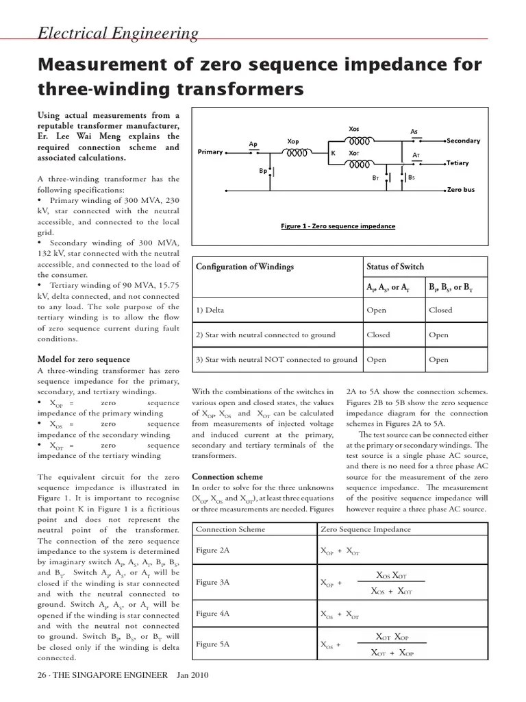 Measurement Of Zero Sequenc Of Zero Sequence Impedance For Three-Winding Transformers PDF | PDF ...