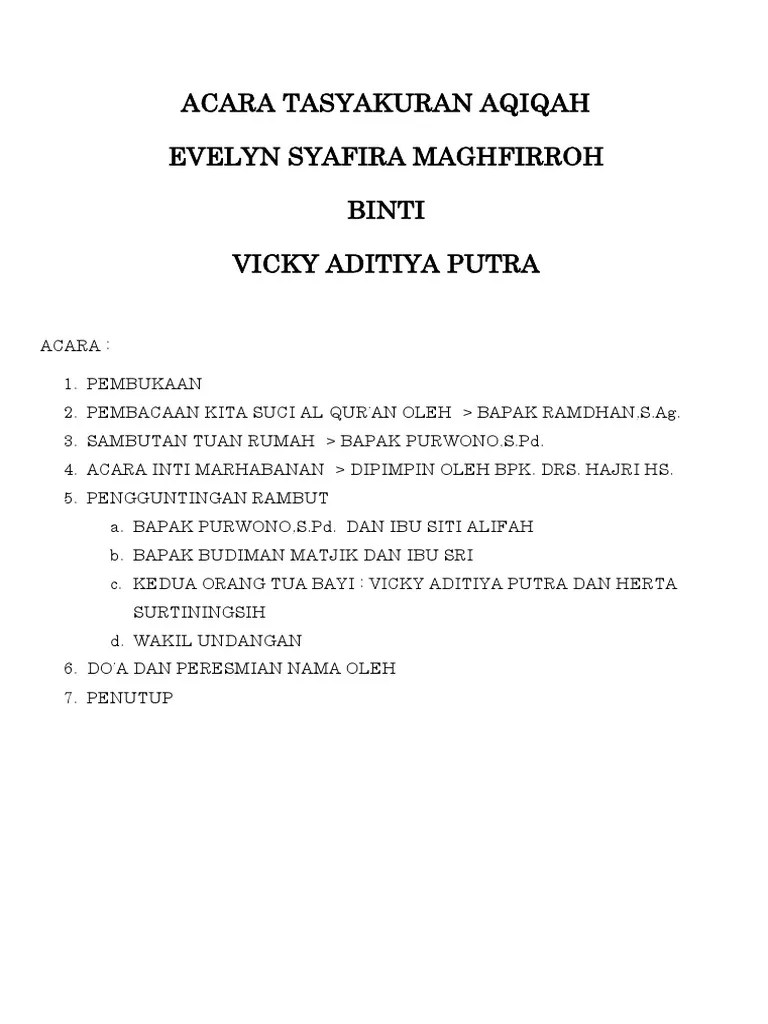 Contoh Kata Sambutan Tuan Rumah SAMBUTAN TUAN RUMAH PADA ACARA AQIQAH TASYAKURAN.