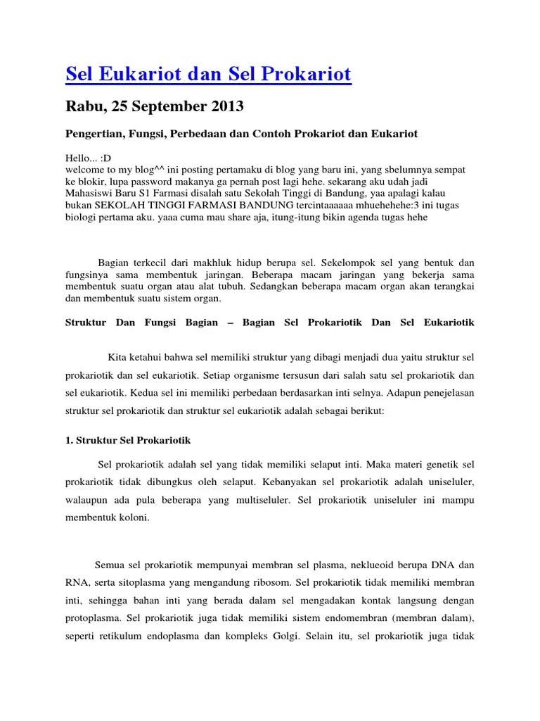 Sel Eukariot Dan Sel Prokariot | PDF