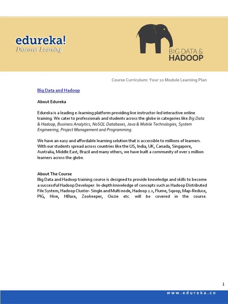 Big Data & Hadoop - Course Curriculum | PDF | Apache Hadoop | Map Reduce
