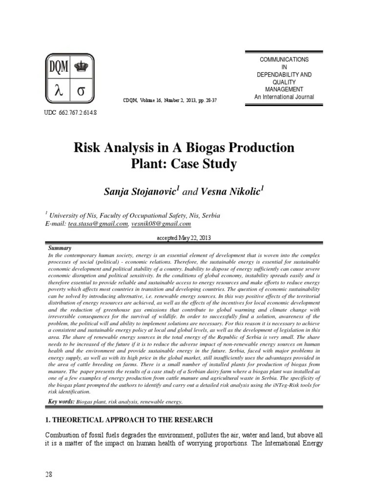 Bio Gas Risk Assessment | PDF | Biogas | Anaerobic Digestion