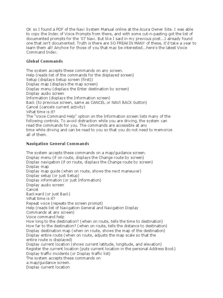 Acura tl voice commands 2