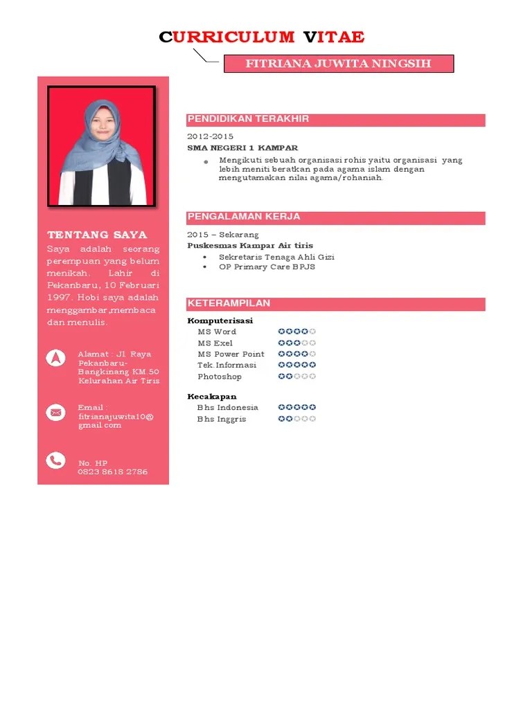 Template Cv Word Bahasa Indonesia