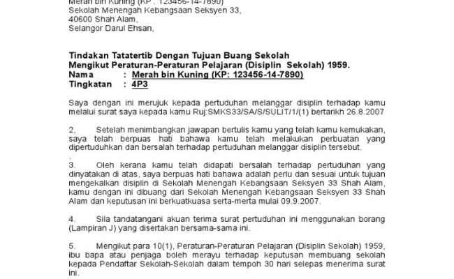 Surat Rayuan Tindakan Tatatertib Dernier B Cuitan Dokter