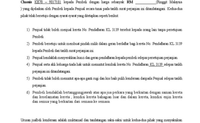 Contoh Surat Jual Beli Kereta Sambung Bayar - Contoh Surat Perjanjian Sambung Bayar Berita Kereta Terkini Gambar Ulasan Dan Video Wapcar