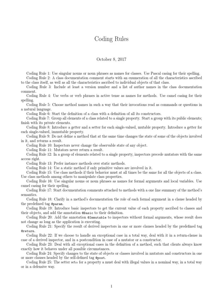 Coding Rules | PDF | Inheritance (Object Oriented Programming) | Class ...