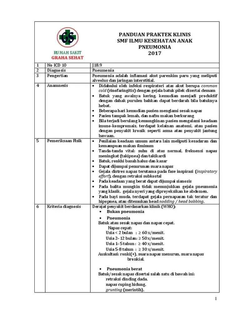 PEDOMAN PRAKTEK KLINIS PNEUMONIA PADA ANAK | PDF