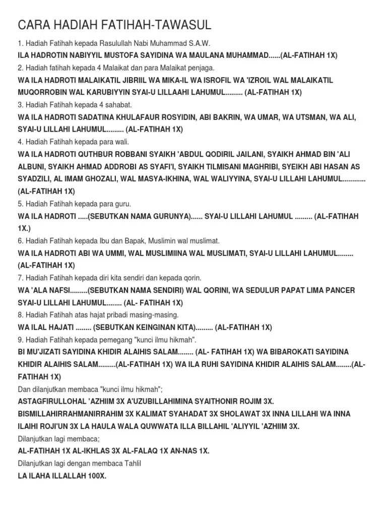 Cara Hadiah Fatihah | PDF