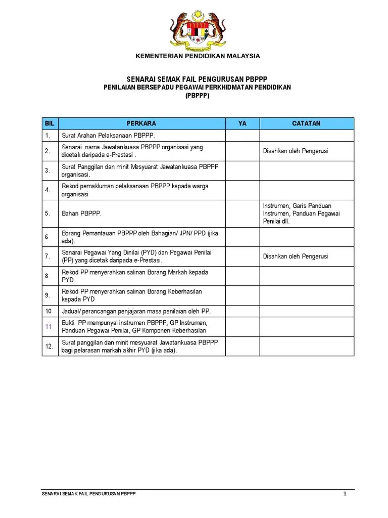 Penilaian bersepadu pegawai perkhidmatan pendidikan (pbppp) adalah satu . Pbppp Semak Pdf