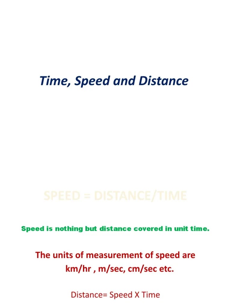 Time, Speed And Distance | PDF | Speed | Spacetime