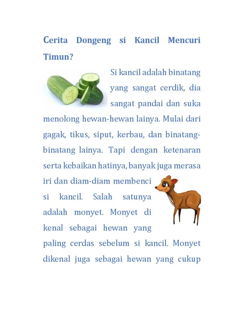 Cerita Dongeng Si Kancil Mencuri Timun | PDF