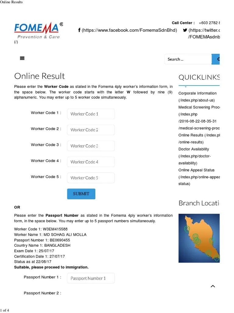 How to check fomima medical online result malaysia 2022/মালয়েশিয়া মেডিকেল রিপোর্ট চেক করা. Fomemasdnbhd Call Center Pdf Wellness Medical