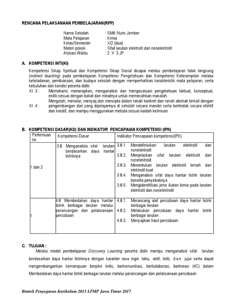 RPP Larutan Elektrolit | PDF