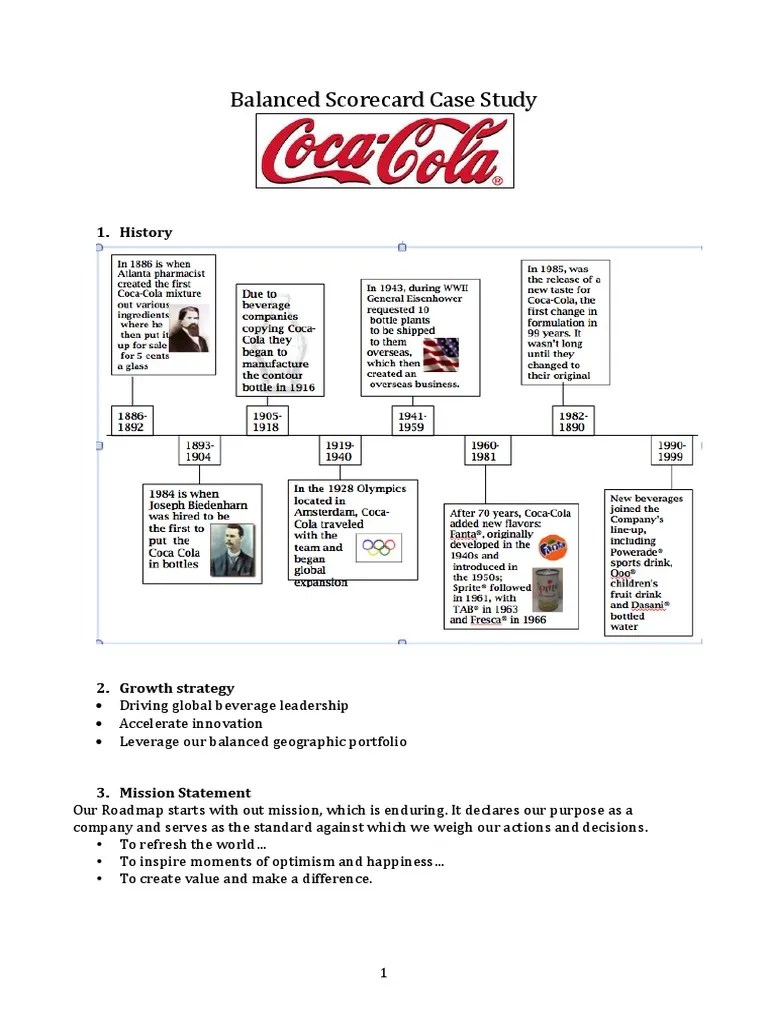 Balanced scorecard case study: 1. history