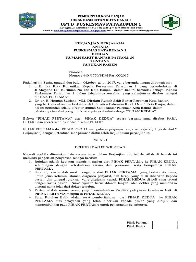 Tujuan adanya artikel ini supaya anda terbantu dalam membuat nota kesepakatan dengan pihak sekolah. contoh Mou Rujukan Dgn Rumah Sakit
