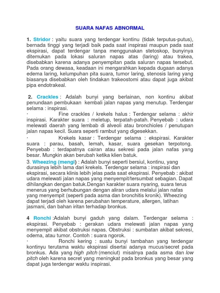 Suara Nafas Abnormal | PDF