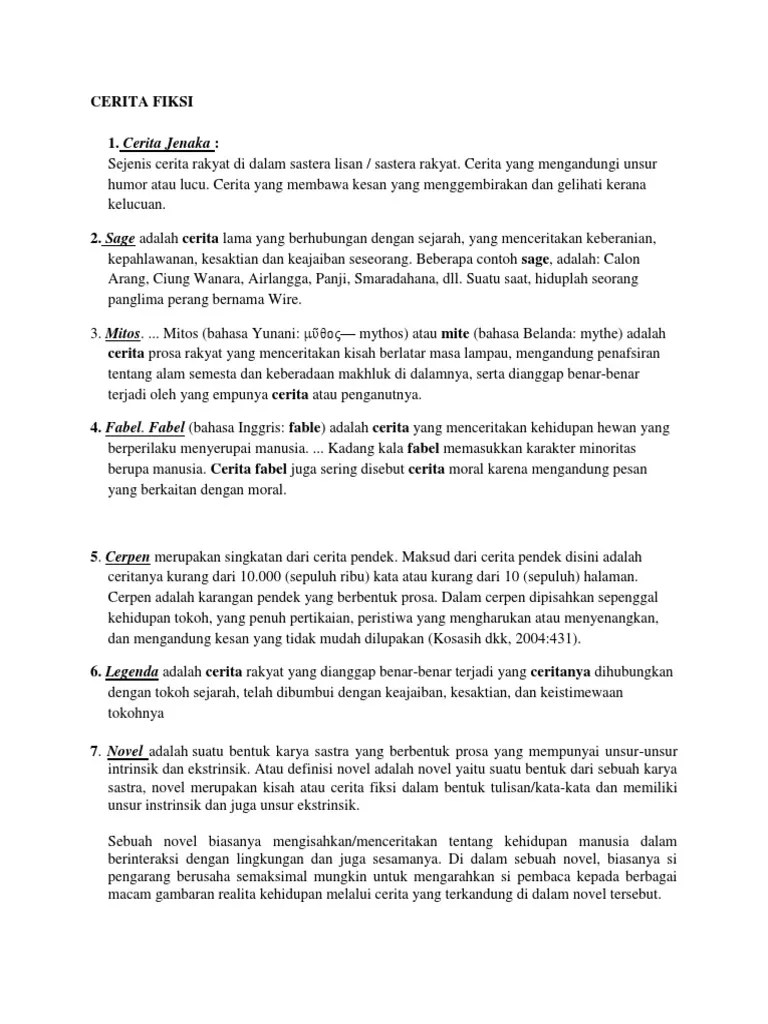 Cerita Fiksi Dalam Bahasa Inggris Beserta Artinya