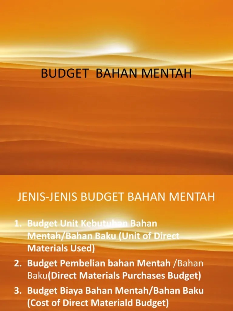 Budget Bahan Mentah | PDF