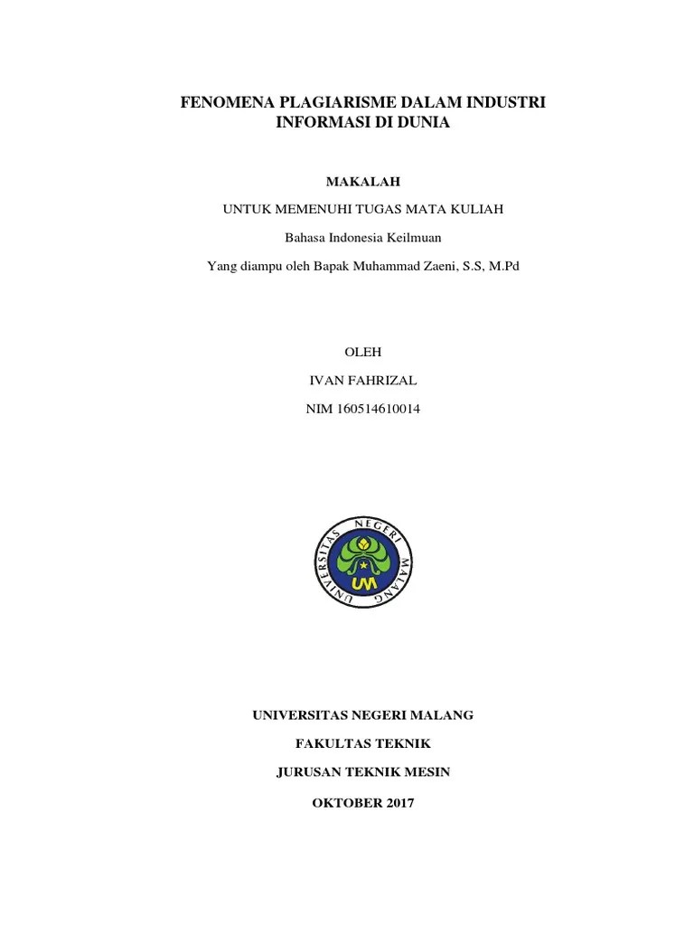 Cover merupakan salah satu bagian atau unsur pembentuk dari sebuah karya tulis. Contoh Cover Makalah Yang Benar Sesuai Pedoman Penulisan Karya Ilmiah