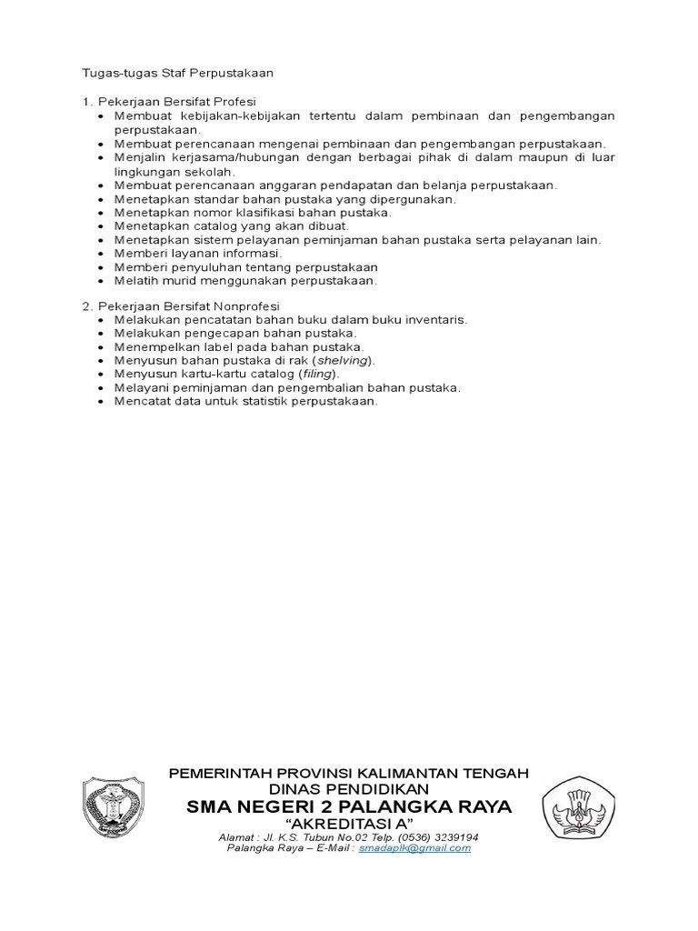 Uraian Tugas Staf Perpustakaan | PDF